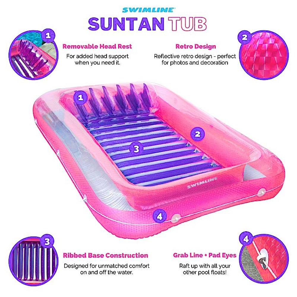 SWIM LINE ORIGINAL Suntan Tub float Classic Tanning Pool…